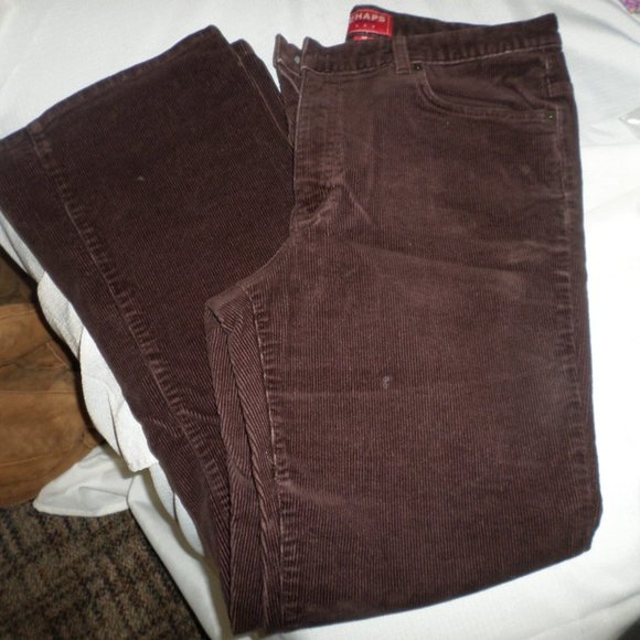 Chaps Brown Corduroy Boot Leg Jeans Sz 14 - Picture 1 of 5
